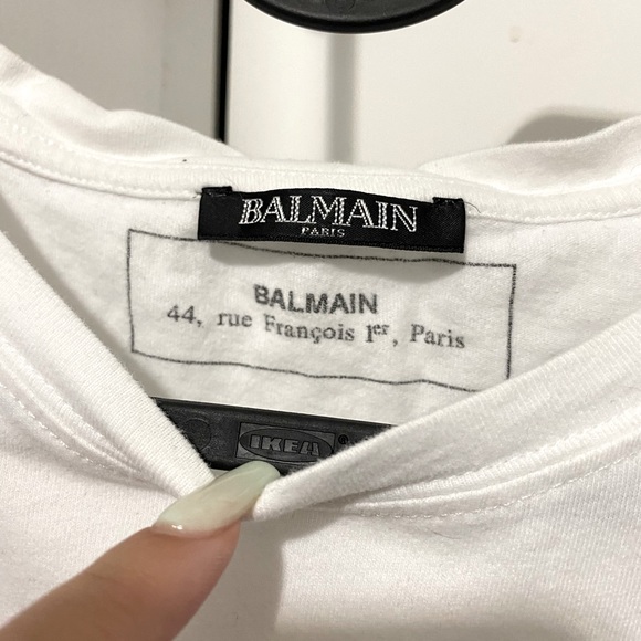 Balmain White Flock Logo Tshirt - Picture 3 of 3